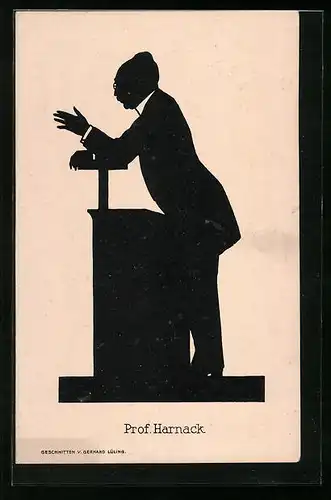 AK Silhouette von Porf. Harnack während einer Ansprache