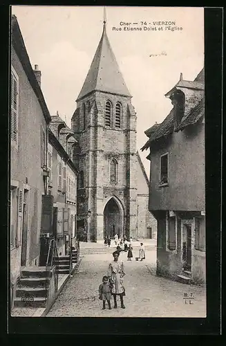AK Vierzon, Rue Etienne Dolet et l`Eglise