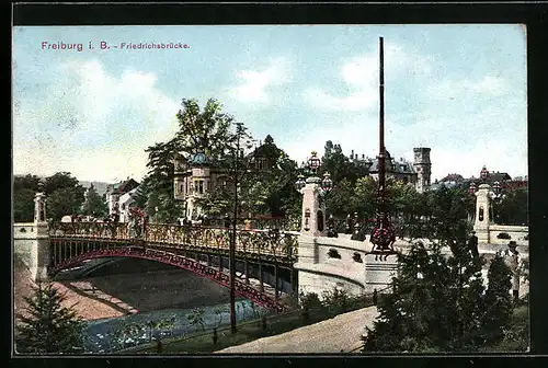 AK Freiburg /Bayern, Friedrichsbrücke