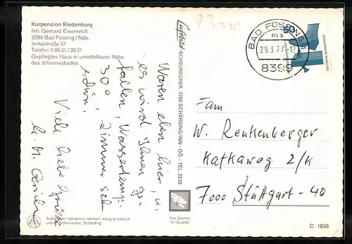 AK Bad Füssing /Bayern, Kurpension Riedenburg