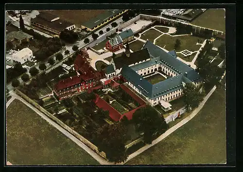 AK Würzburg, Exerzitienheim Himmelspforten, Fliegeraufnahme