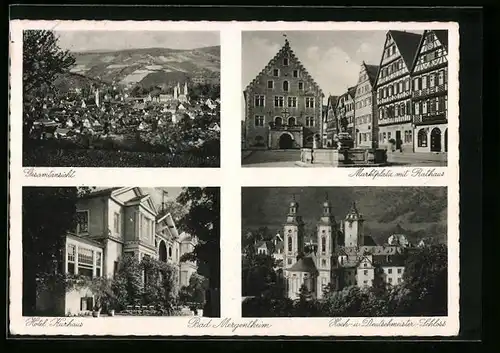 AK Bad Mergentheim, Gesamtansicht und Marktplatz am Rathaus