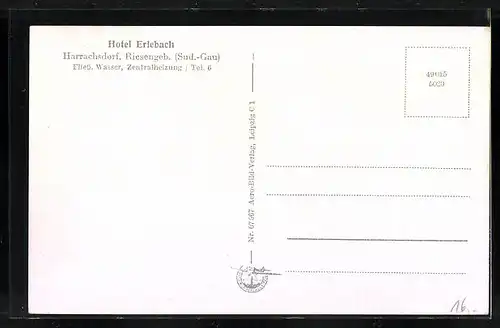 AK Harrachsdorf, Hotel Erlebach und Riegers Bäckerei