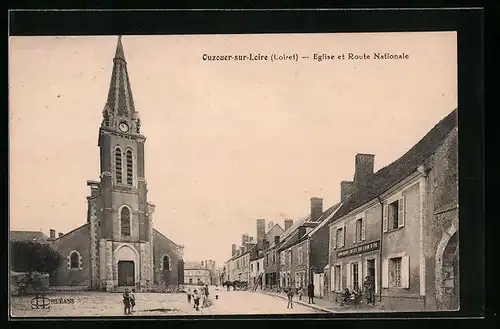 AK Ouzouer-sur-Loire, Eglise et Route Nationale