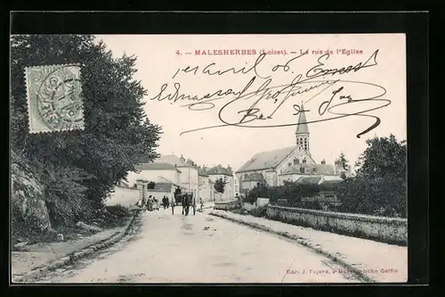 AK Malesherbes, La rue de l`Eglise