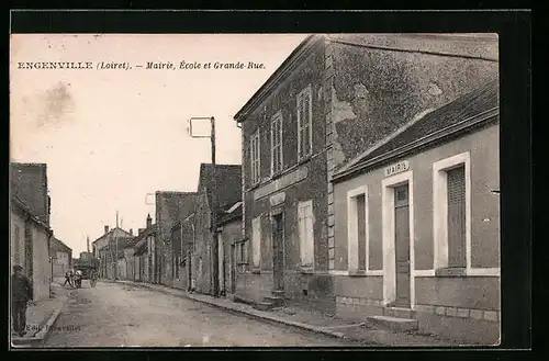 AK Engenville, Mairie, Ecole et Grande Rue