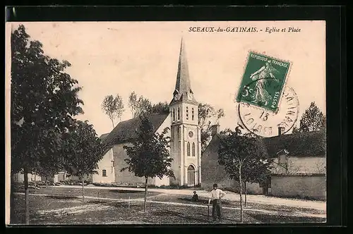 AK Sceaux-du-Gatinais, Eglise et Place