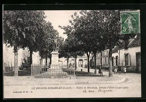 AK Le-Bignon-Mirabeau, Statue, homme d`Etat (1749-1791)