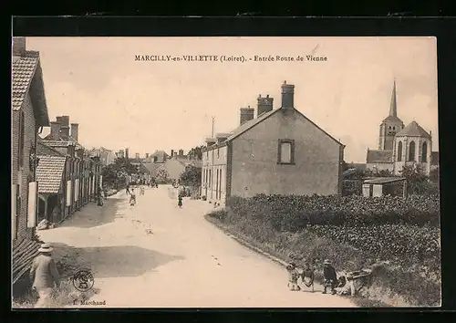 AK Marcilly-en-Villette, Entrée Route de Vienne