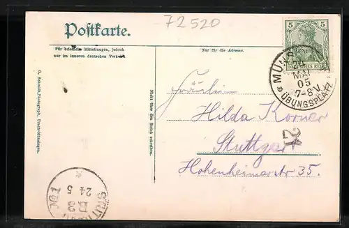 AK Münsingen, Truppenübungsplatz, Teilansicht und Hardt Hotel