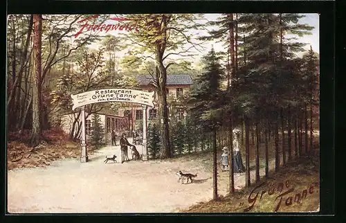 AK Freienwalde, Restaurant Grüne Tanne, Inhaber Emil Demuth