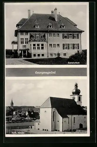AK Georgensgmünd, Sanatorium und katholische Kirche