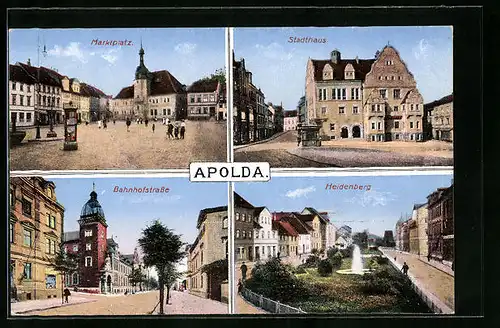 AK Apolda, Marktplatz, Stadthaus, Heidenberg
