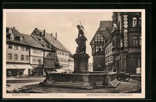 AK Nordhausen, Neptunbrunnen und Kornmarkt