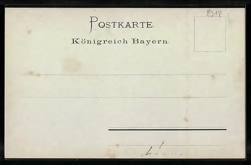 Lithographie Unterdiessen, K. Post, Pfarrhaus, Totalansicht