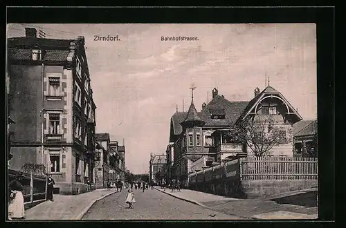AK Zirndorf, Bahnhofstrasse im Sonnenschein