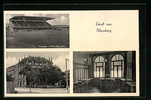 AK Nürnberg, Gasthaus Reichswald, Stadion des 1. FCN Nbg.-Zabo