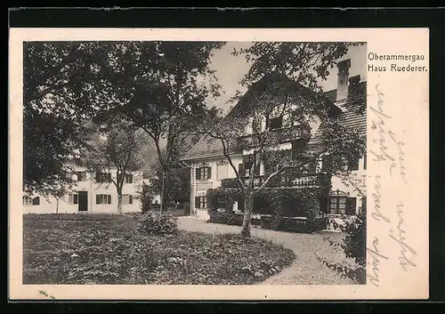 AK Oberammergau, Pension Haus Ruederer