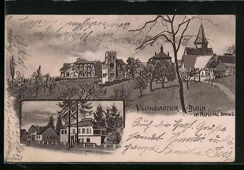 Künstler-AK Buoch im Remstal, Blick auf das Villenviertel, Strassenpartie