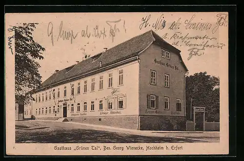 AK Hochheim b. Erfurt, Gasthaus Grünes Tal von der Strasse gesehen