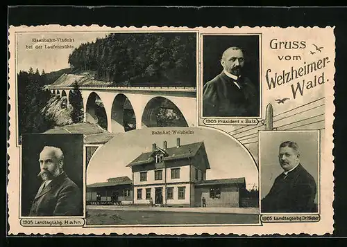 AK Welzheim, Bahnhof, Eisenbahn-Viadukt bei der Laufenmühle