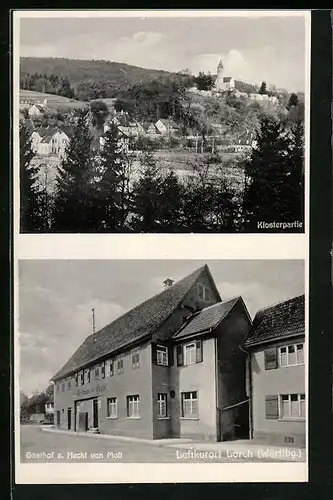 AK Lorch /Württbg. Gasthof zum Hecht, Klosterpartie