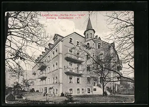 AK Nürnberg, Blick auf die Heilanstalt des Martha-Maria-Verein in der Sulzbacherstr. 79 /81