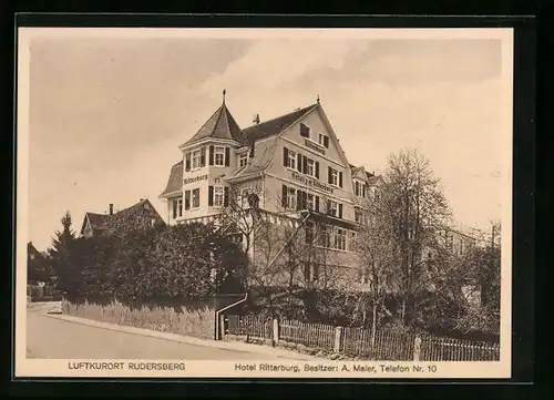 AK Rudersberg, Partie am Hotel Ritterburg von A. Maier