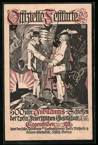 Künstler-AK Ganzsache Bayern PP27C21: Eggenfelden, 500 jähriges Jubiläums-Schiessen 1911, Handschlag