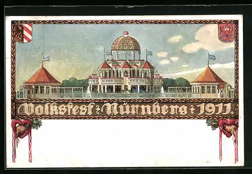 Künstler-AK Ganzsache Bayern PP27C5 /01, Nürnberg, Volksfest 1911