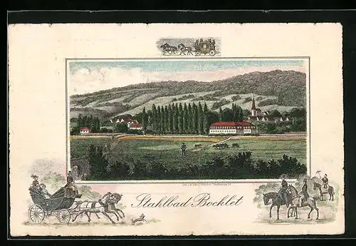 Lithographie Bocklet, Ganzsache Bayern PP47F3 /01, Panorama mit Kirche