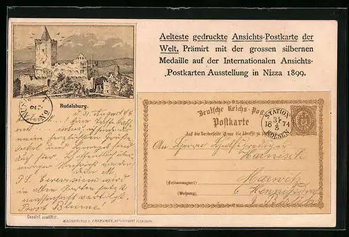 AK Rudelsburg, Älteste gedruckte Ansichtskarte