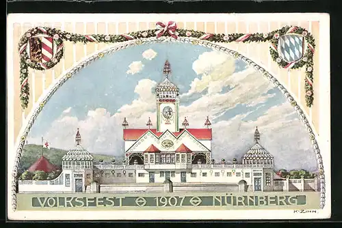 AK Ganzsache Bayern PP15C131 /01, Nürnberg, Volksfest 1907