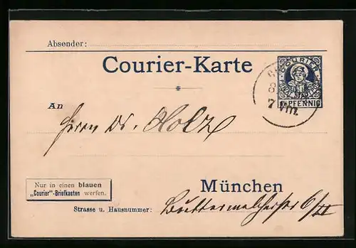 AK München, Private Stadtpost, Courier-Karte
