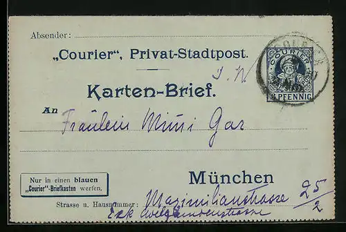 AK München, Courier, Private Stadtpost