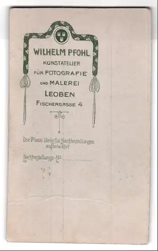 Fotografie Wilhelm Pfohl, Loeben, Fischergasse 4, Junger Burscher mit gekämmtem Seitenscheitel