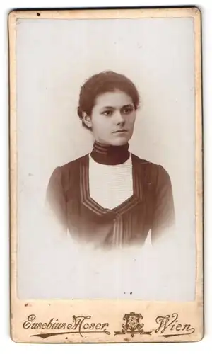 Fotografie Eusebius Moser, Wien, Gumpendorferstr. 161, Junge Dame im modischen Kleid