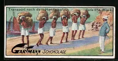 Sammelbild Gartmann`s Schokolade, Die Perlenfischerei, Transport nach dem Handelsplatz