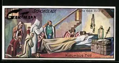 Sammelbild Gartmann`s Schokolade, Kolumbus, Kolumbus` Tod