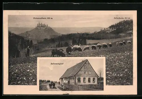 AK Onstmettingen, Gasthaus Zollsteigerhof, Panorama mit Hohenzollern