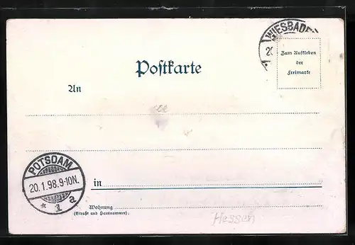 Lithographie Wiesbaden, Restaurant Rathskeller, Innenansicht