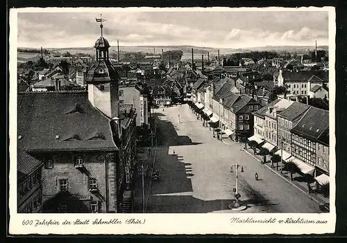 AK Ganzsache PP127C43/03: Schmölln /Thür., 600. Jahrfeier der Stadt, Marktansicht vom Kirchturm aus