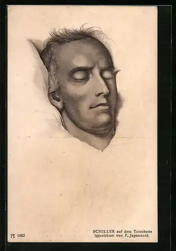 Künstler-AK Friedrich Schiller auf seinem Totenbett
