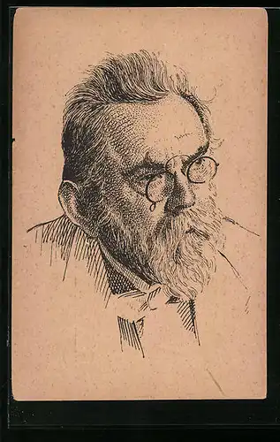 Künstler-AK Frant. Herites mit Zwickerbrille im Profil