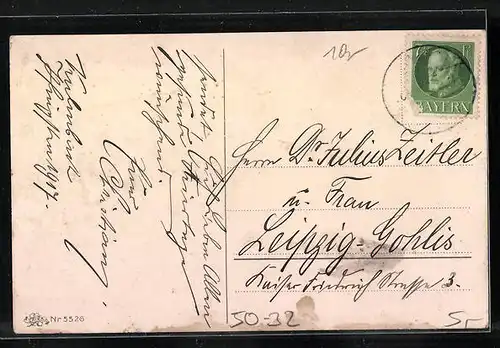 AK Pfingstgrüsse mit einem Maikäfer auf einem Birkenzweig