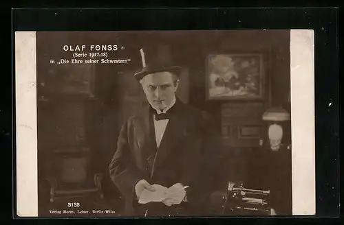 AK Schauspieler Olaf Fönss, in der Serie Die Ehre seiner Schwestern, 1917-18