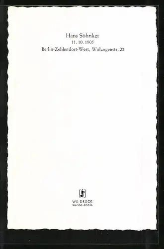 AK Schauspieler Hans Söhnker mit zurückgekämmtem Haar