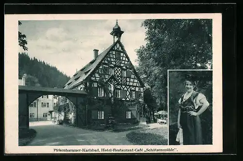 AK Pirkenhammer-Karlsbad, Hotel-Restaurant-Cafe Schützenmühle