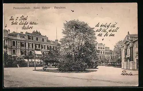 AK Franzensbad, Hotel Holzer, Paradies