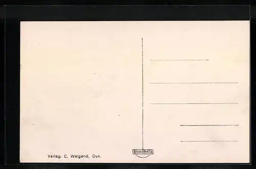 AK Dux / Duchcov, Denkmal Walter v. d. Vogelweide